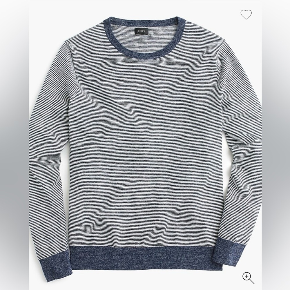 J. Crew Men's Striped Cotton-Linen Crewneck sweater in heather micro stripe